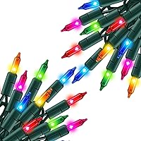 Vista 20 de TW SHINE Mini cadena de luces de Navidad, 20 pies, 100 unidades, incandescentes, mini luces de árbol de Navidad, impermeables, para exteriores