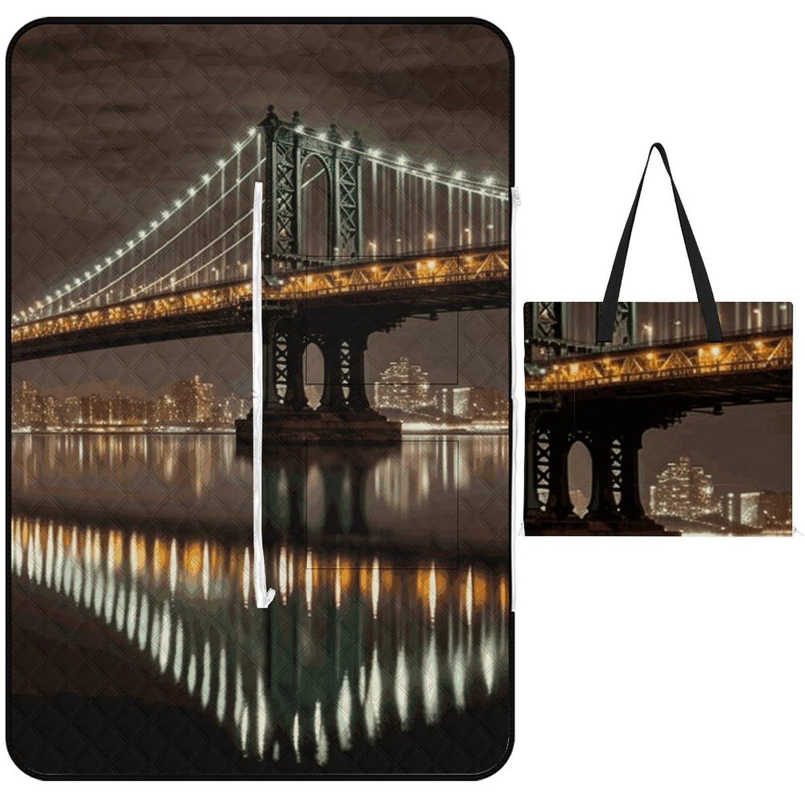 Tapis de plage imperméable pliable New York pour éviter le sable et l'herbe mouillée