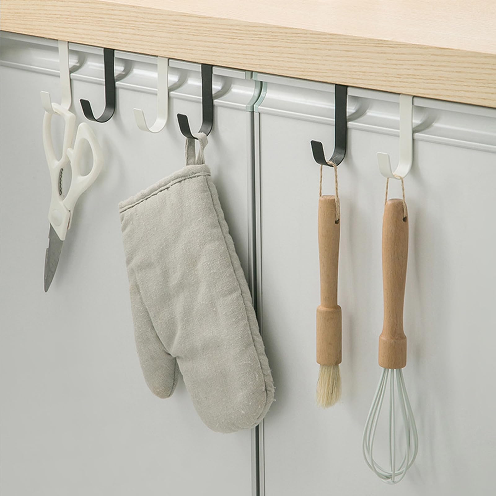 Ganci Sopra La Porta, 5 Pezzi Ganci Per Mobili e Armadi, Bianco,Ganci Organizer Pesanti Per Soggiorno, Bagno, Cucina, Asciugamani, Vestiti, Cappelli, Cappotti, Borse