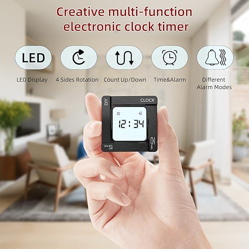Miniatura 2 de ThreeH Temporizador digital giratorio despertador 5, 25 y cualquier minuto, temporizador de cuenta regresiva, herramienta de gestión de tiempo para