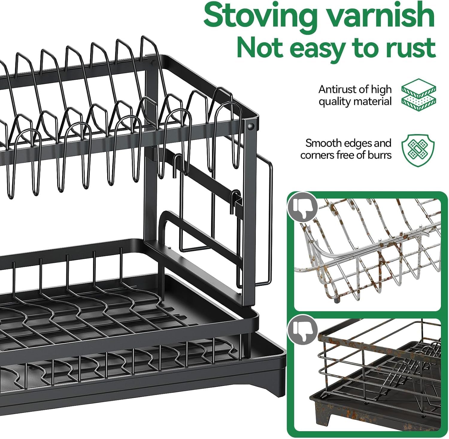ZENOVIA 2 Tier Dish Drying Rack - Space Saving Kitchen -8