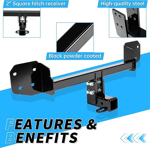 Miniatura 2 de Kojem Enganche de remolque de remolque clase 3 compatible con Subaru Outback 2010-2019 con receptor de 2 pulgadas recubierto de polvo negro