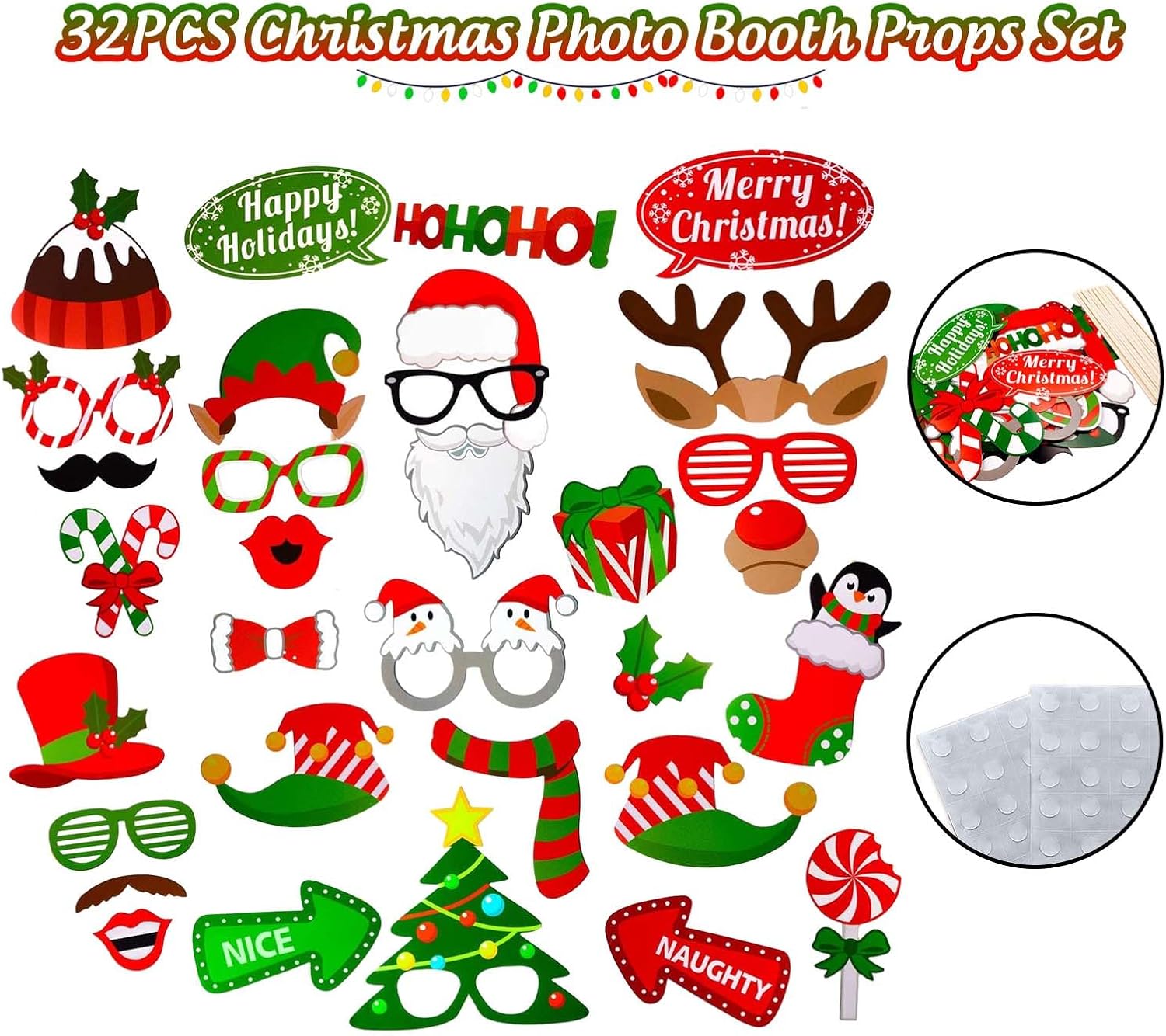 Avezano 98pcs Christmas Decorations Set, Merry Christmas Foil Fringe Tinsel Curtains Balloons Arch Garland Favors for Kids & Adults Selfie Picture Holiday Party Props for Photo Backdrop Supplies