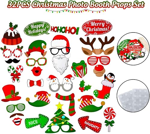 Miniatura 5 de Avezano Juego de 98 piezas de decoraciones navideñas, cortinas de oropel con flecos de papel de aluminio de Feliz Navidad, globos de arco de