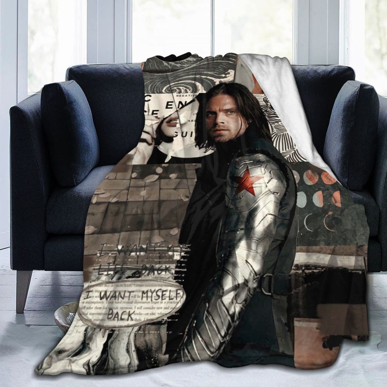 Sebastian Stan & Bucky Barnes Fleece Blanket Throw Blanket Lightweight Super Soft Cozy Luxury Bed Blanket Microfiber