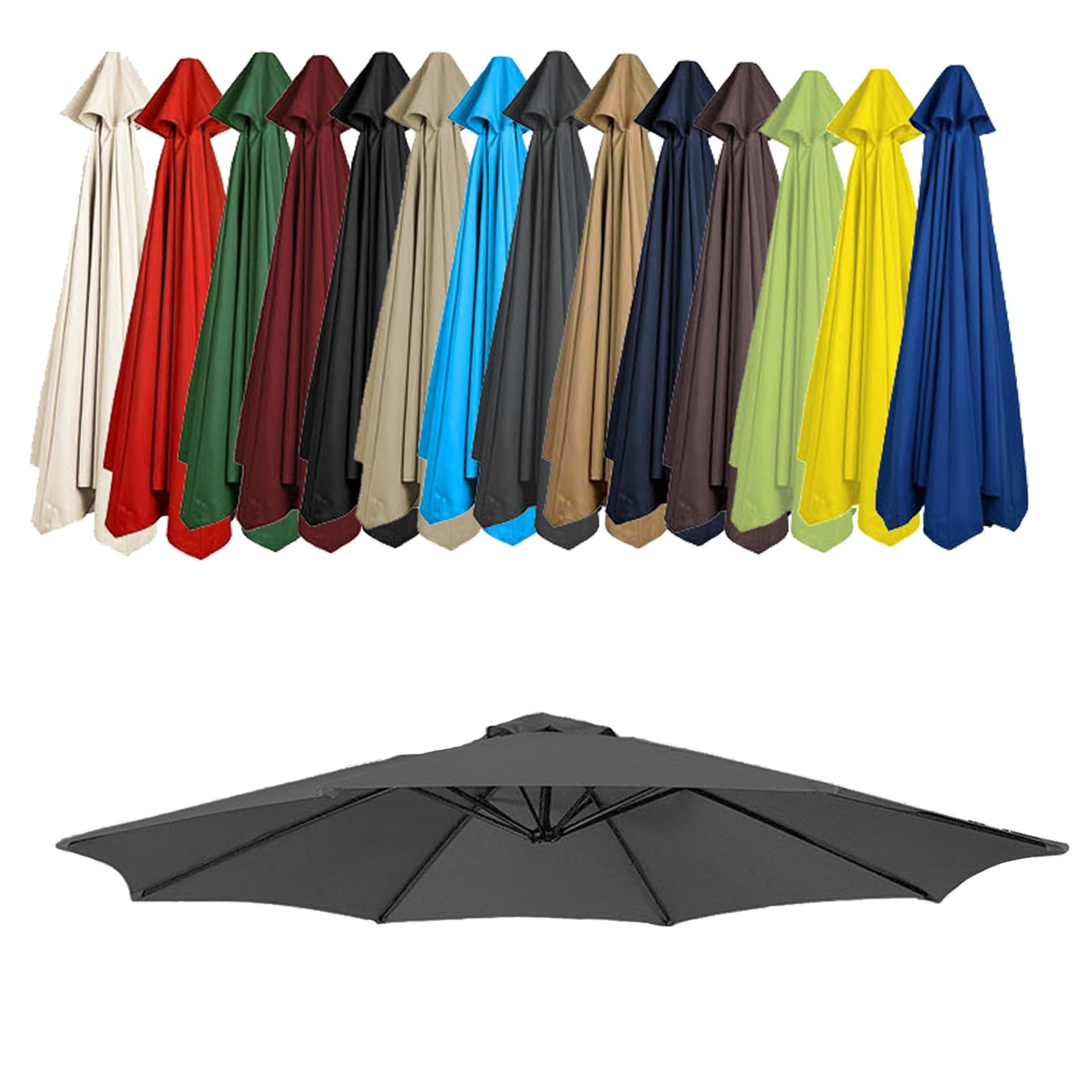 GZDXBF Patio Umbrella Replacement Canopy, Parasol Canopy Cover For 200cm/270cm/300cm +6 Arms/8 Arms Parasol, Uv-Resistant, Waterproof, Washable(Color:Gray,Size:8 ribs: 2.7m/8.8ft) โ image 1