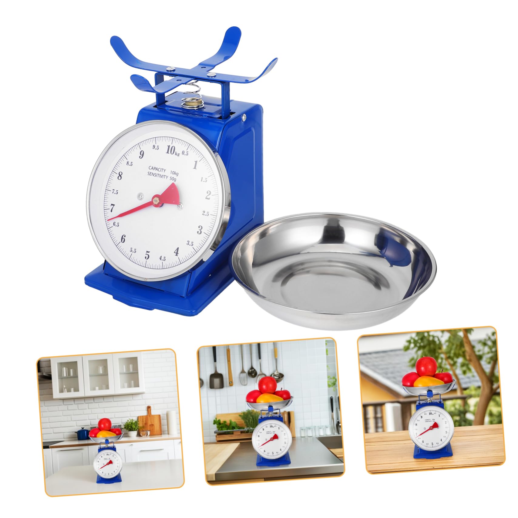 Genérico 10kg Báscula De Cocina Mecánica Vintage Dial y Bandeja Extraíble Para Ingredientes Secos Frutas