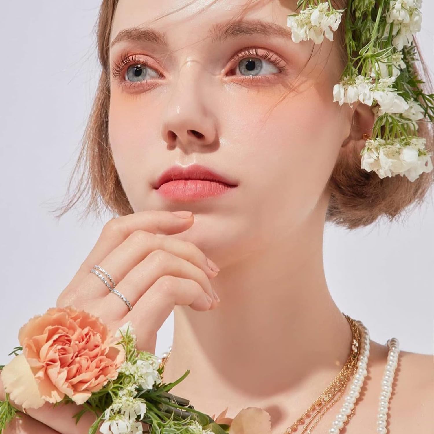 ZOERAY 3pcs Stackable Rings for Women 14K White Gold Plated Cubic Zirconia Knuckle Rings Wedding Band Engagement Ring Set Promise Rings for Her Size 5-10 : Clothing, Shoes & Jewelry