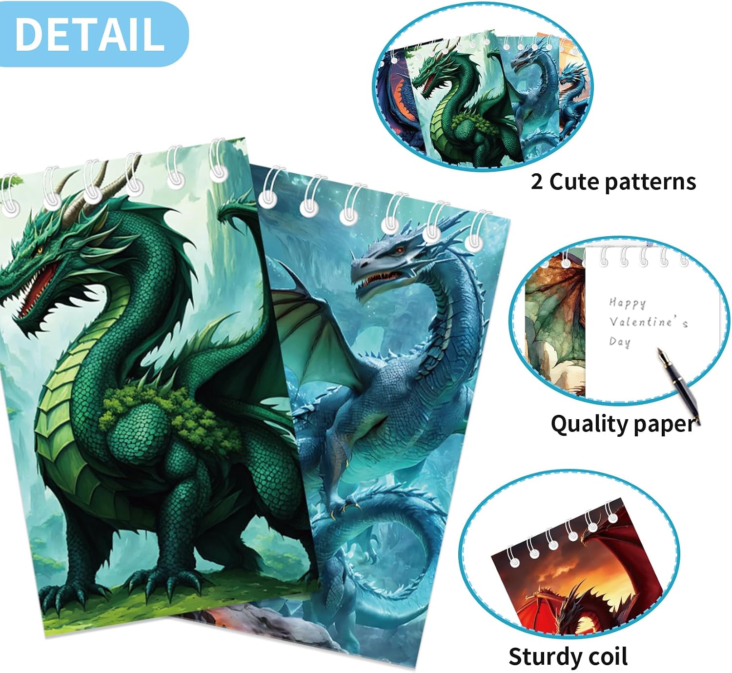 24 Pcs Dragon Theme Party Notepads,Dragon Spiral Pocket Notepads,Dragon Party Favor for Party Decoration Supplies image 3