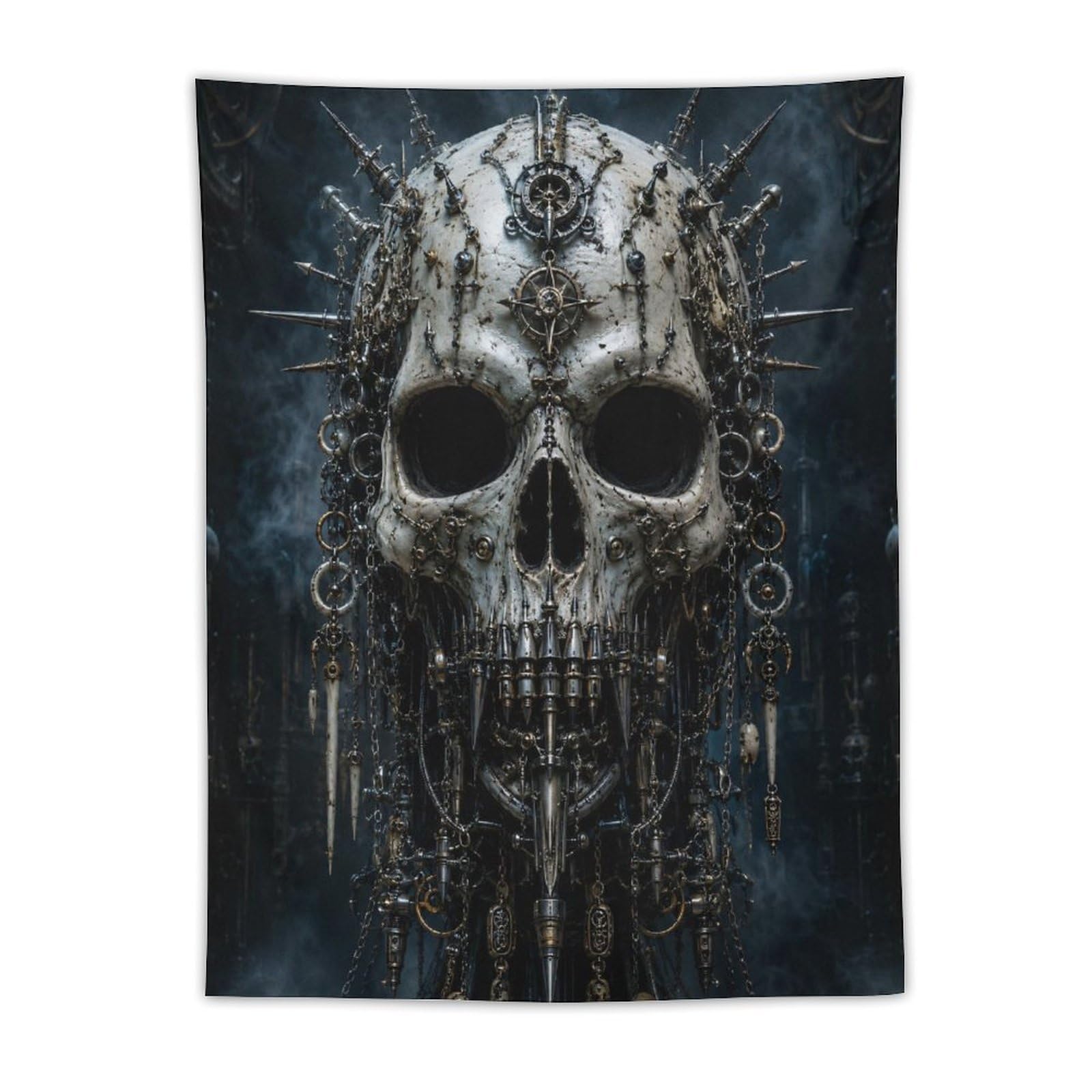 H3B8U2Y5 Industrial Punk Metal Skull Wall Tapestry, Gothic Oil, Apartment