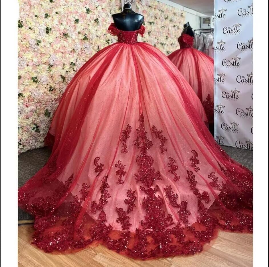 Off The Shoulder Quinceanera Dresses Sparkly Sequins Applique Beading Birthday Party Cocktail Dress 20252