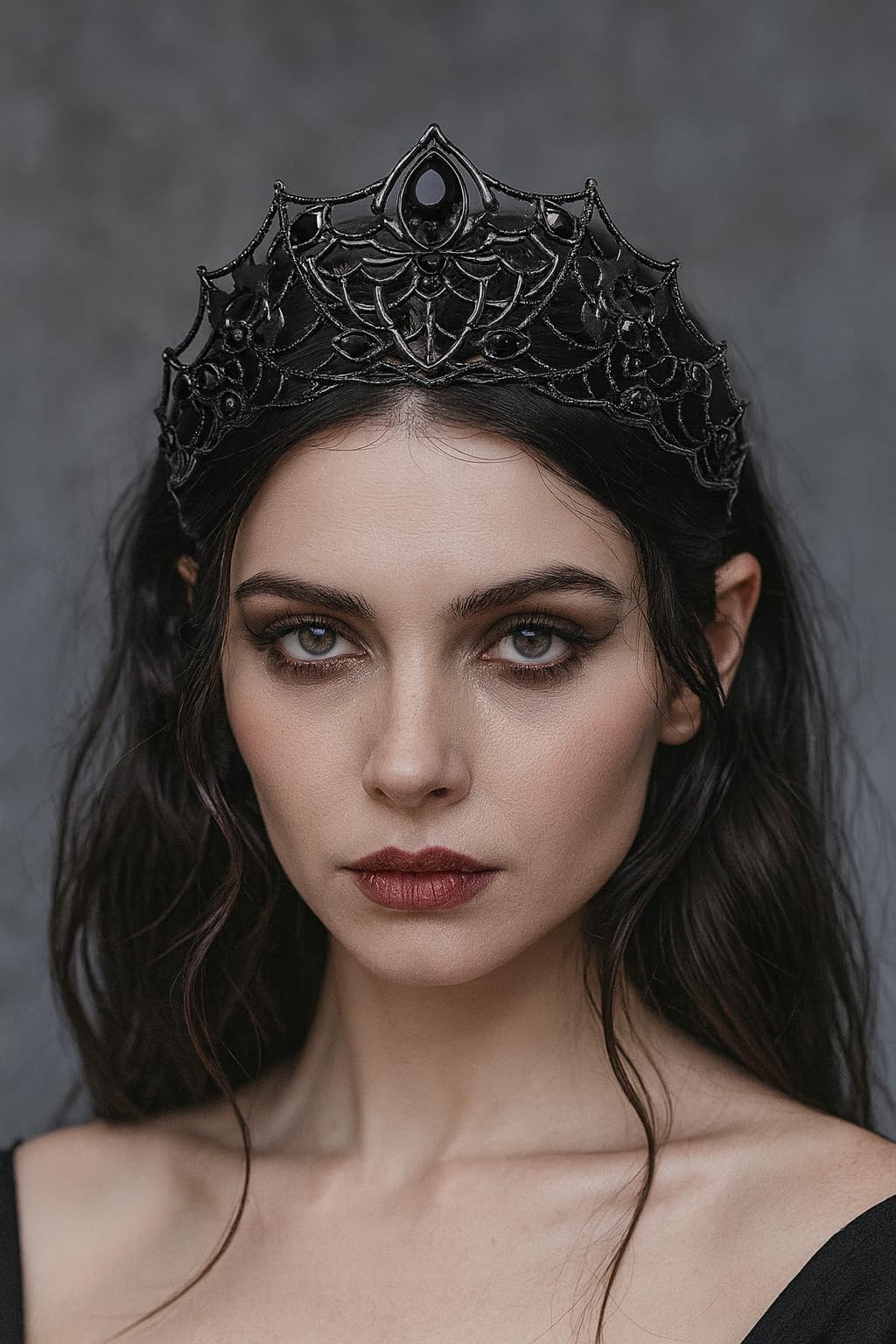 Gothic Black Spider Web Crystal Tiara Crown for Women Girls, Dark Queen Halloween Cosplay Headpiece, Vintage Rhinestone Headband for Masquerade Party Wedding Prom Stage Accessories: Black - Black Diamond