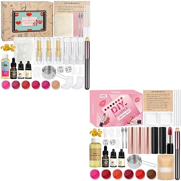 JUYRLE DIY Lipstick Making Kit- Natural Beeswax Based Lip Gloss & Matte Lip Gloss Making Kit, Craft Long-Lasting Matte & Velvet Lipsticks, Christmas Makeup Gift for Women, Girls & Beginners
