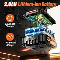 Vista 7 de OUBEL - Juego de taladros, taladro inalámbrico de 20 V con batería y cargador, taladro eléctrico inalámbrico para el hogar, portabrocas sin llave