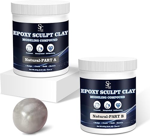 Miniatura 9 de Masilla epoxi para esculpir arcilla, 2 partes A y B para esculpir, modelado, construcción y reparación, 2 libras, natural