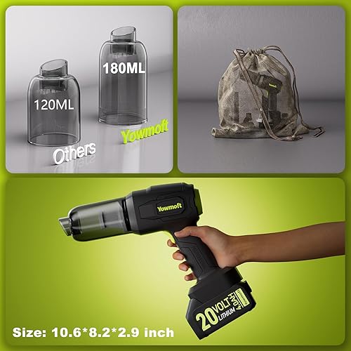 Miniatura 5 de Aspiradora de mano inalámbrica para automóvil con succión fuerte de 21000 pa, aspiradora 3 en 1, kit de soplador inalámbrico y portátil con motor