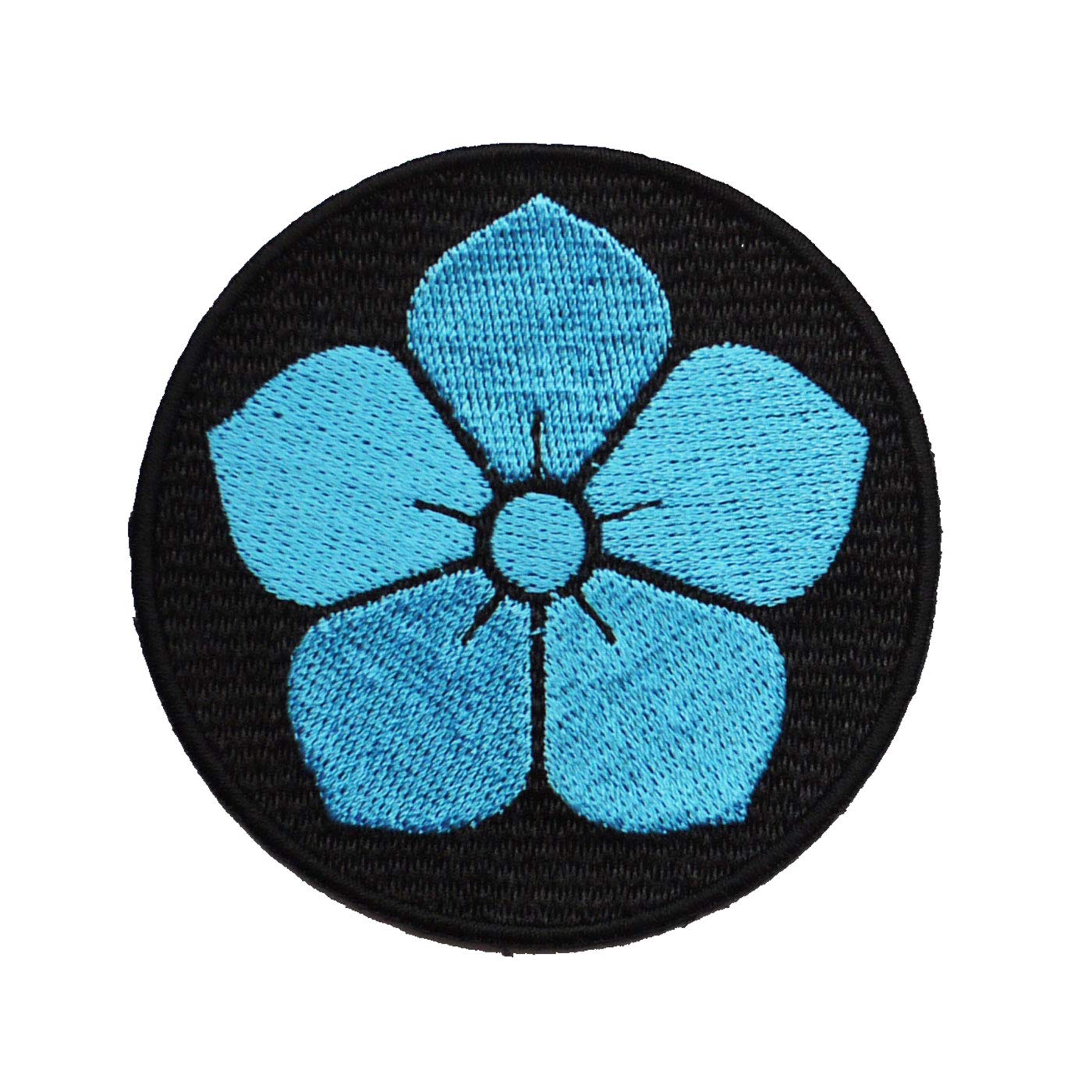 Amazon.co.jp: 戦国武将家紋ワッペン「明智光秀・水色桔梗」（直径7cm