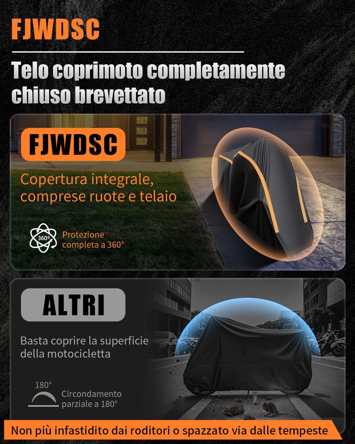 Telo Moto, Completamente Chiuso Telo Coprimoto da Esterno Resistente Telo Copri Moto Universale per Scooter Motorino Motocicletta Ciclomotori 275x115x150cm