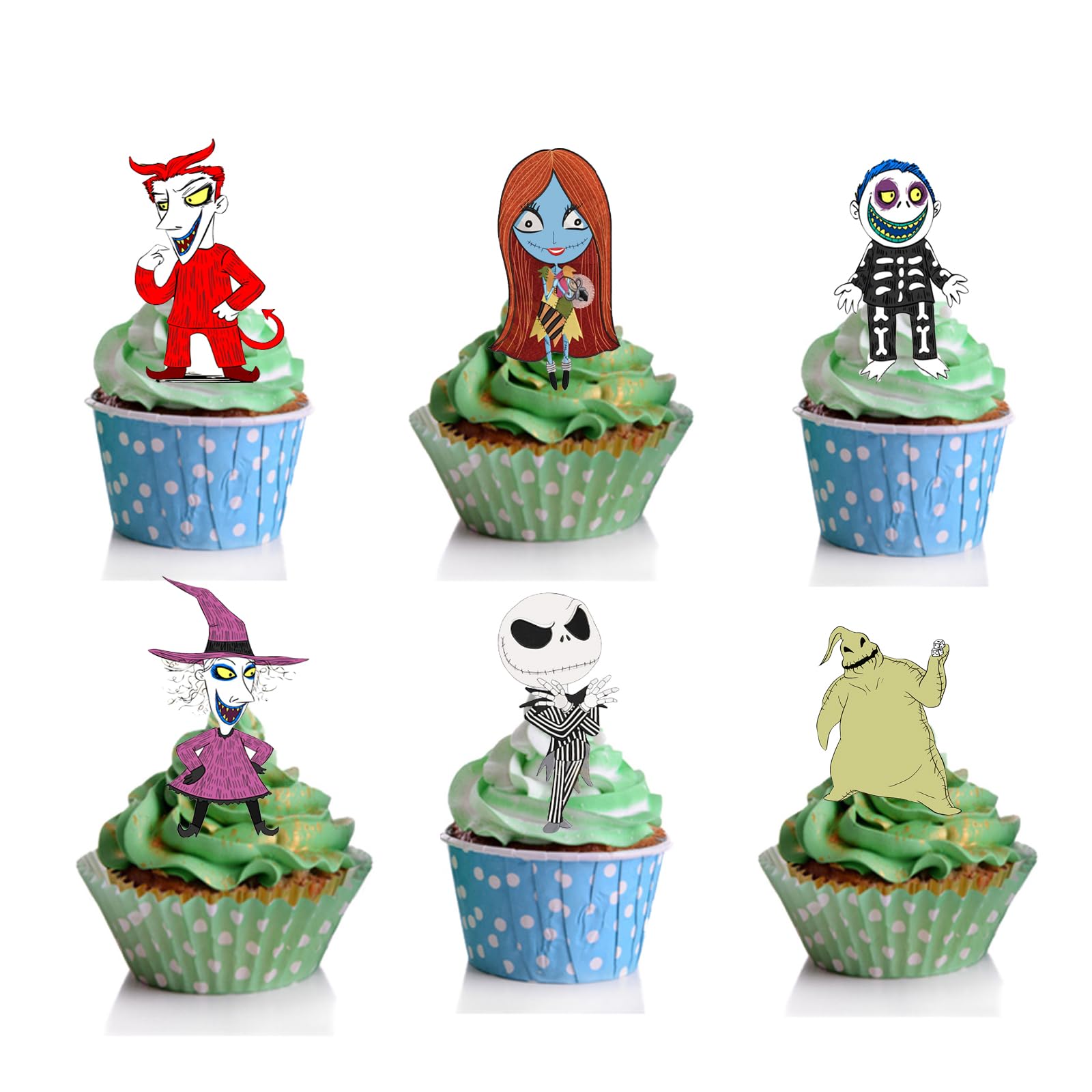 36Pcs Halloween Edible Cupcake Topper Christmas Nightmare Cake Decoration Grinch Pattern Birthday Rice Paper Decor (Nightmar)