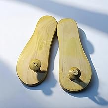 Plain Wooden Khadau Chappal for Men & Women | Natural Wood Paduka Slippers for Pooja, Mandir & Spiritual Use | Handmade Traditional Footwear (Size: 10 Inch)