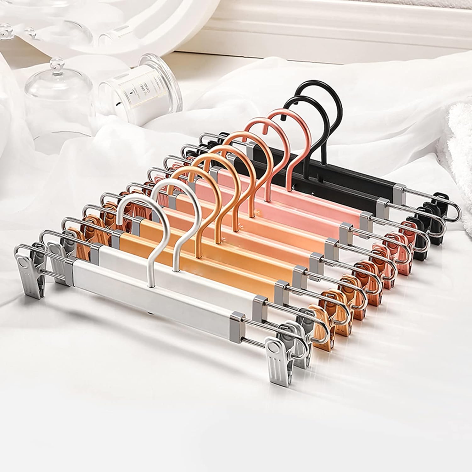 Pants Hangers Metal Pants Hanger Non-Slip Pants Hangers Multi Functional Pants Rack Skirt Hangers,Convenient and Durable,for Family Apartment Dormitory Clothing,A-20 Pack