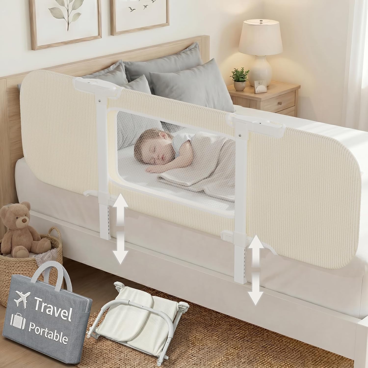 Amazon.com: NUTIKAS Portable Bed Rails for Toddlers, 46
