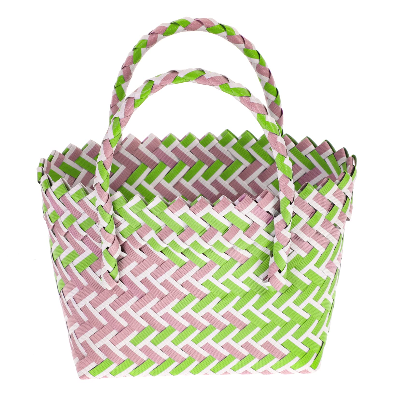 Panier Anse en Pvc Léger et Imperméable, Panier à Provisions Chic et Délicat, Plage Fêtes, Facile à Transporter