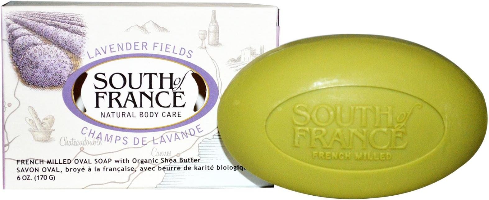 Amazon.com : South of France Natural Bar Soap, Lavender, 6 Ounce : Bath ...