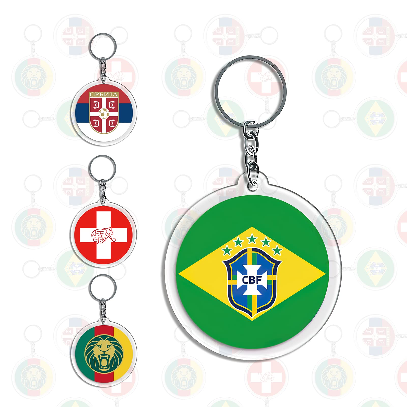 Baytion2022 Football Keychains, 3D Soccer Keyring 32 Countries Teams with Chain, Baytion Sport Goods with Logos Team Flags Competing in the Cup (1 or 4PCS)