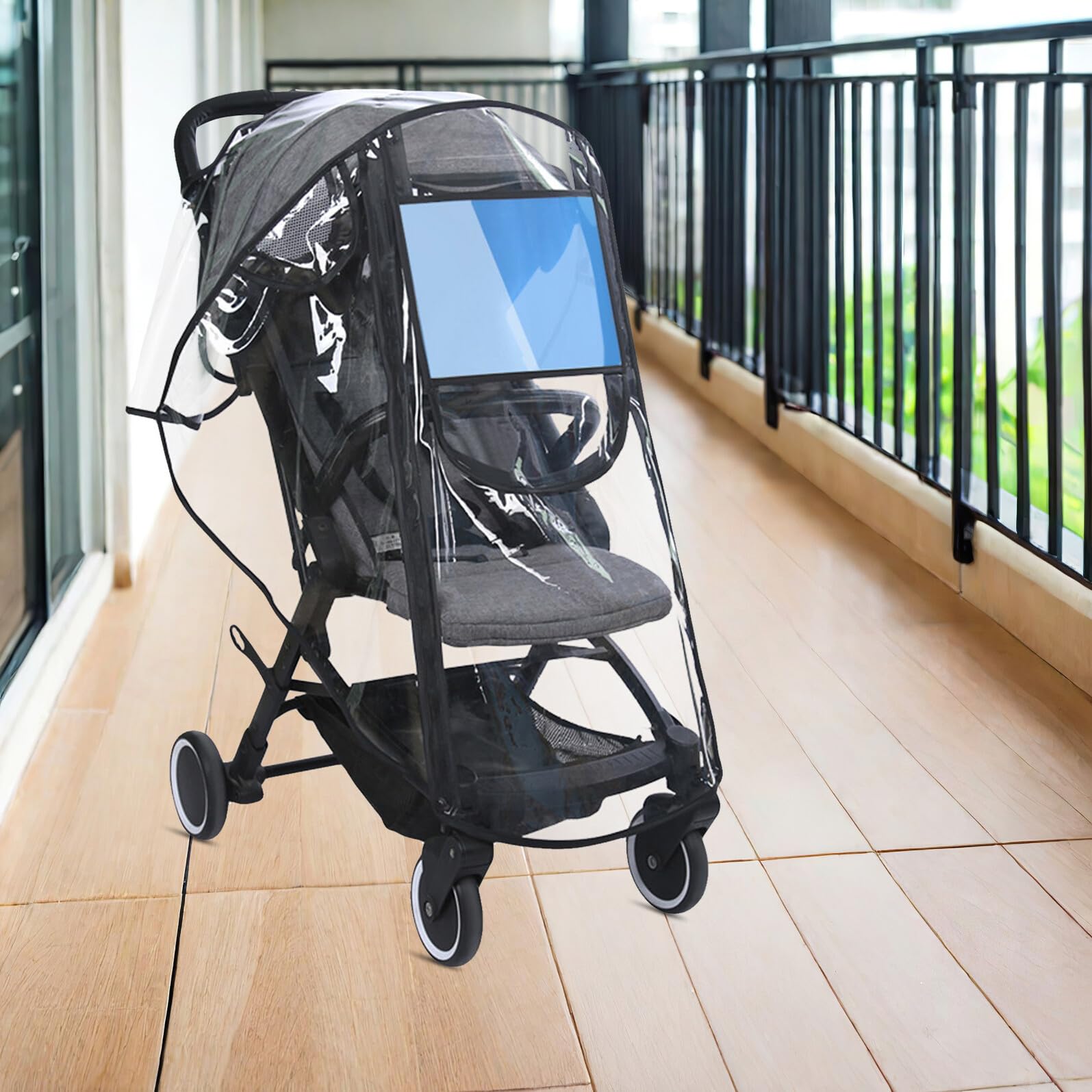 TOYANDONA Regenschutz für Kinderwagen und Bollerwagen Winddicht Transparente Abdeckung Atmungsaktiv Passgenau für Babys und Kleinkinder