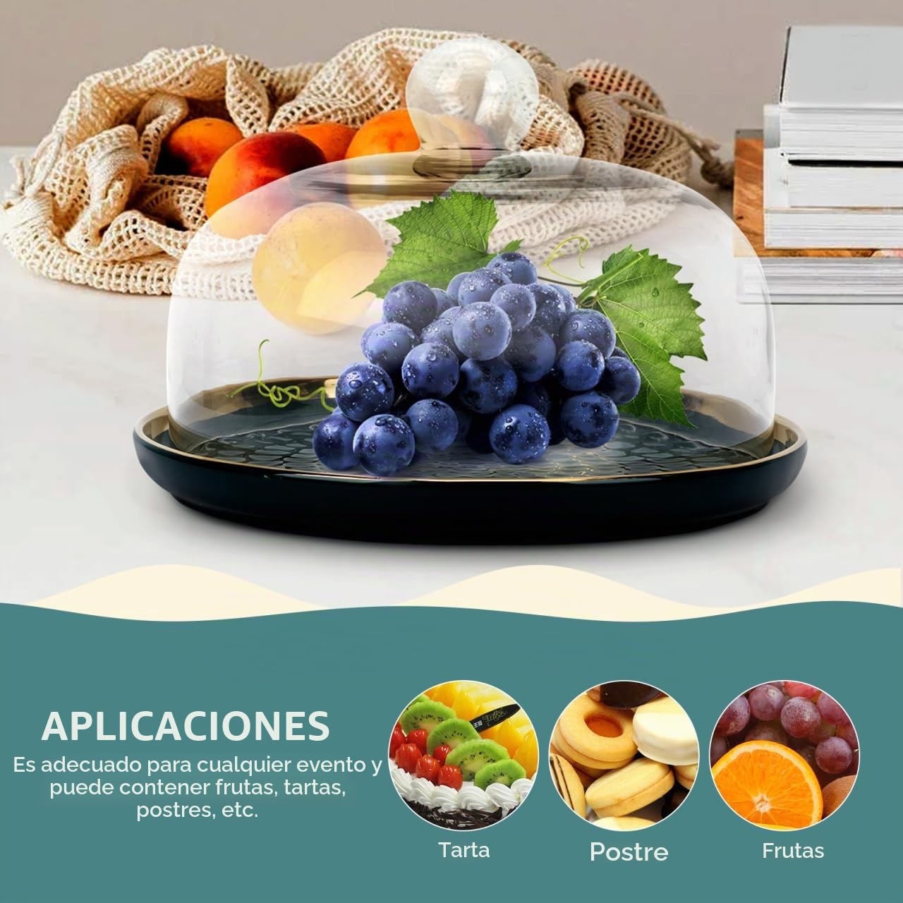 Soporte de cerámica para tartas, tapa de cristal, plato de porcelana, soporte para tartas, tapa para tartas, tapa de cristal, tapa de queso, tapa para alimentos, 30 cm