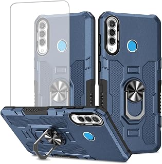Funda para Huawei P30 Lite/Nova 4E/Honor 20S MAR-LX1M con protector de visualización de vidrio templado, protección resistente, anillo de metal, soporte magnético para teléfono Huawei P30