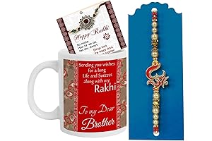 Special Bhai Dooj Rakhi Gift Set with Coffee Mug, Greeting Card, and Tikka