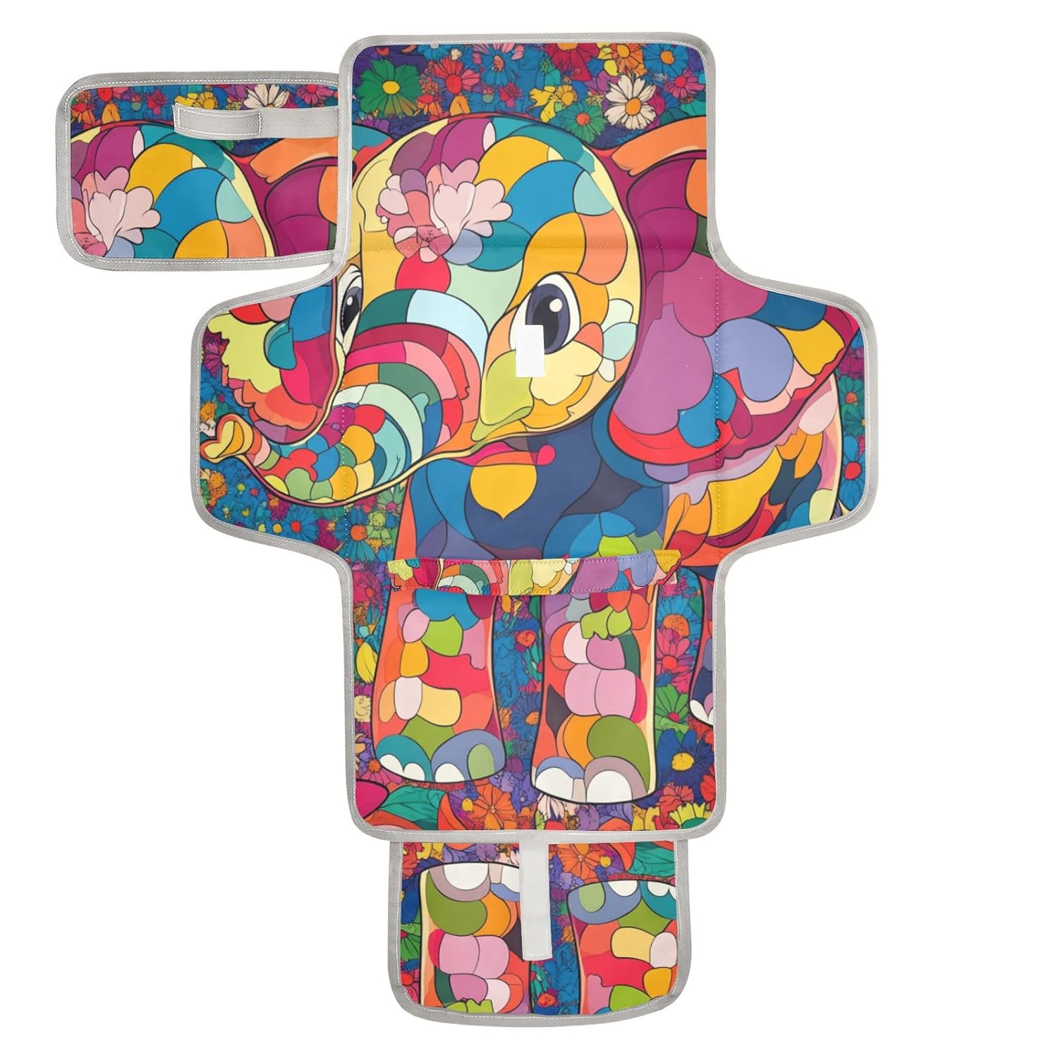 Catone Cool Color Elephant Reusable Portable Changing pad with Tissue Pocket Changing pad for Changing Table with Built-in Pillow cambiador de pa?ales para Bebes