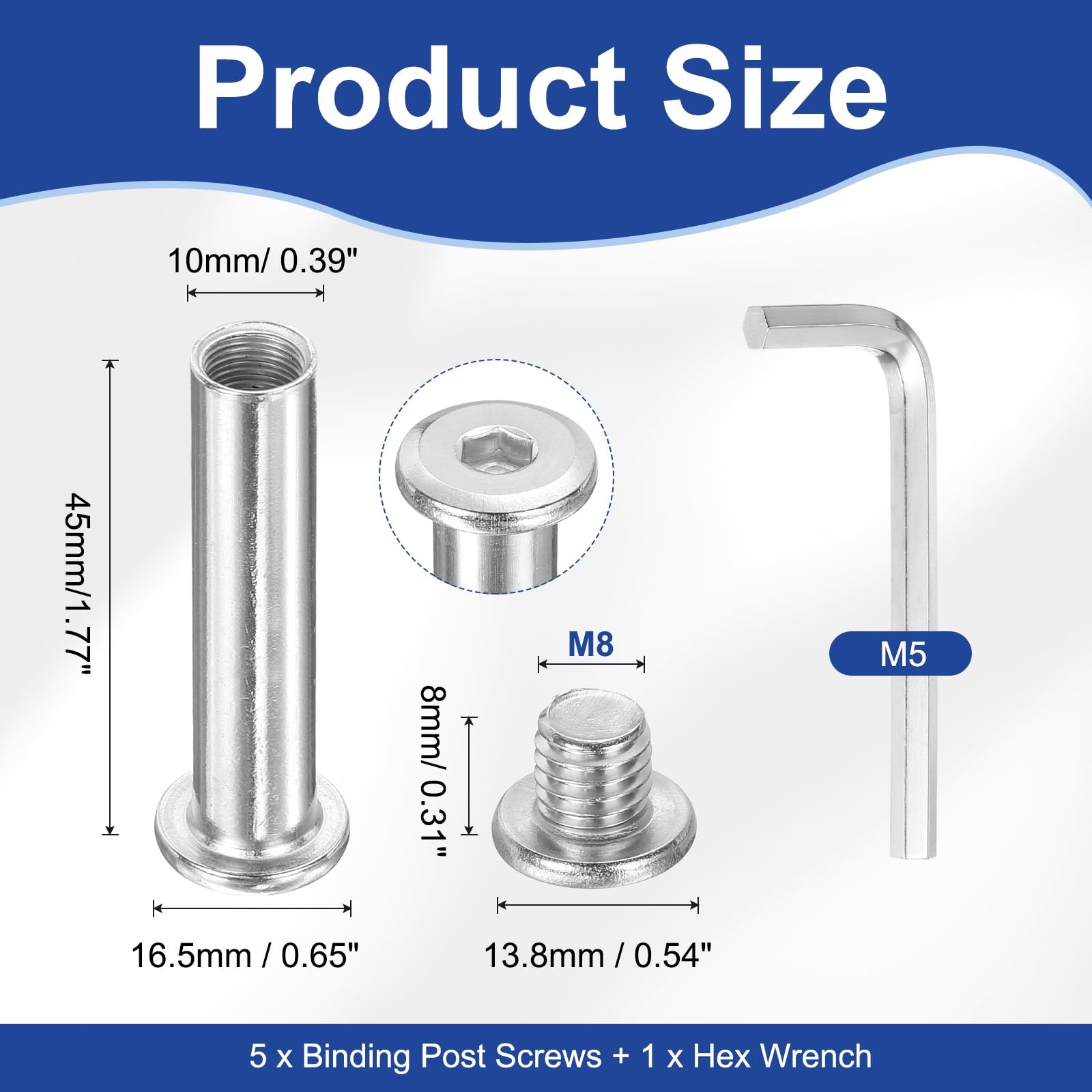 PATIKIL M8x8mm Hex Chicago Screws 10x45mm - Image 2