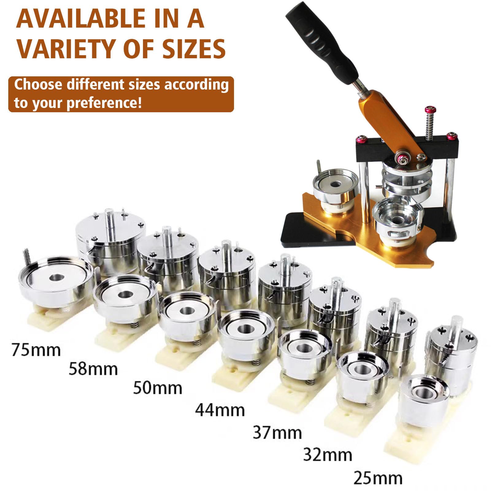 Kit de Máquina para Hacer Botones Redondos: Máquina para Hacer Botones de Varios Tamaños: 100 Juegos de Piezas para Botones, Máquina para Hacer Pines, Prensa para Pines,56mm