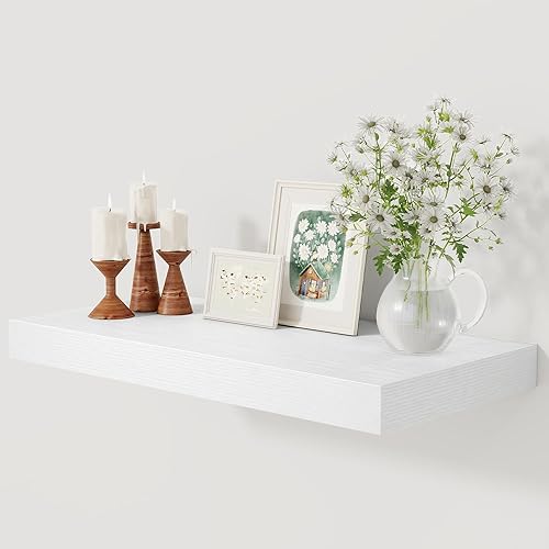 Miniatura 41 de Estantes flotantes de color blanco profundo de 12 pulgadas, estante flotante de 16 x 12 pulgadas para libros, estantes de pared profundos de madera
