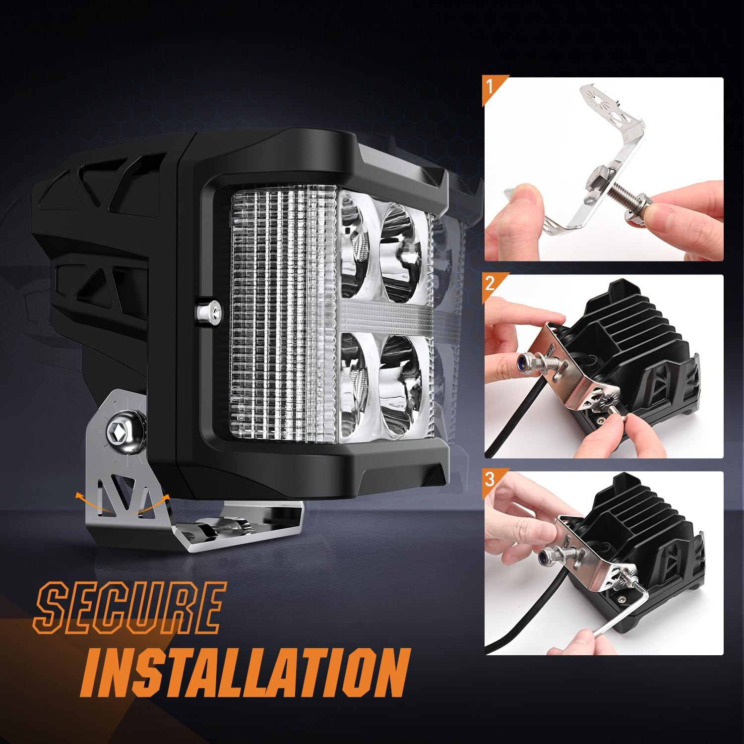 Nilight Side Shooter LED Light Pods with Amber DRL 4 Inch 26 W Spot Flood Combo LED Cubes Light w/ 16AWG Wiring Kit for Offroad Driving Fog Light Auxiliary Light on Truck ATV UTV