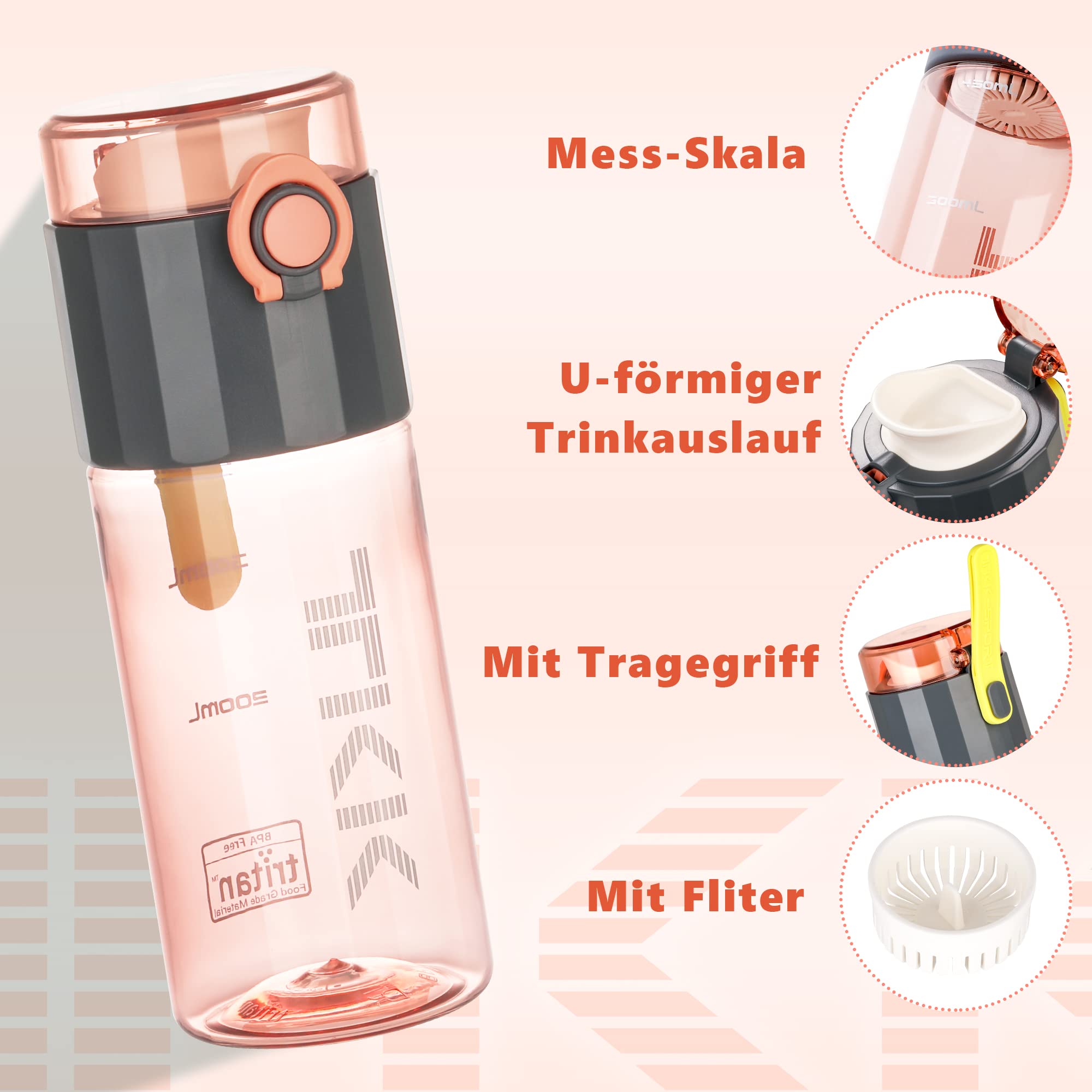 Botella De Agua Infantil 400 Ml Sorbete Tira Regulable Skora