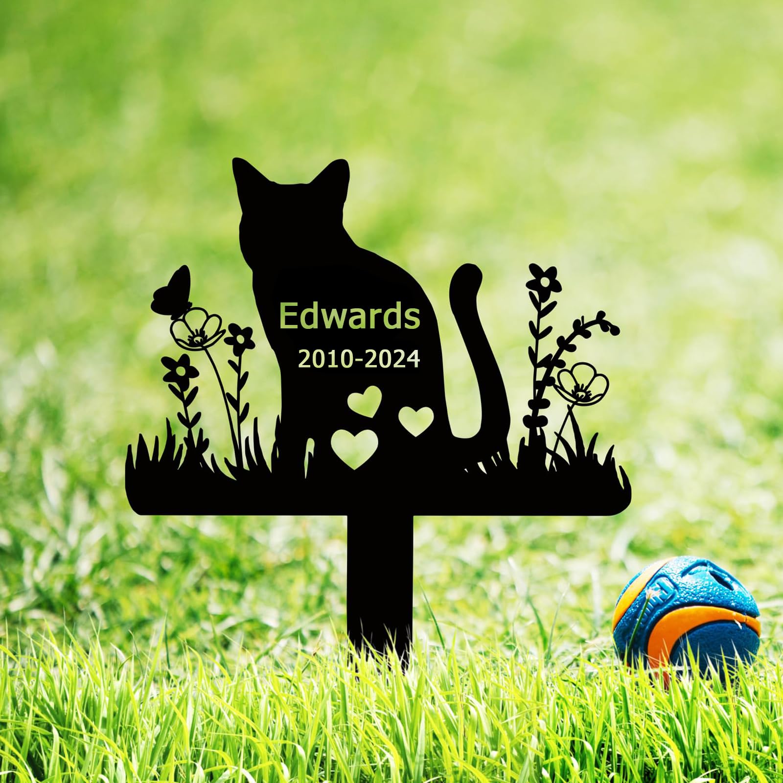 BeNsil Segnacolo Personalizzato per Tomba Animale Domestico, Palo Commemorativo Gatto Giardino Cimitero