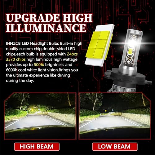 Miniatura 2 de Bombillas LED para faros delanteros compatibles con Toyota Tundra 2000-2006 Combo H49003 High Low Dual Beam LED + kit de bombillas LED antiniebla