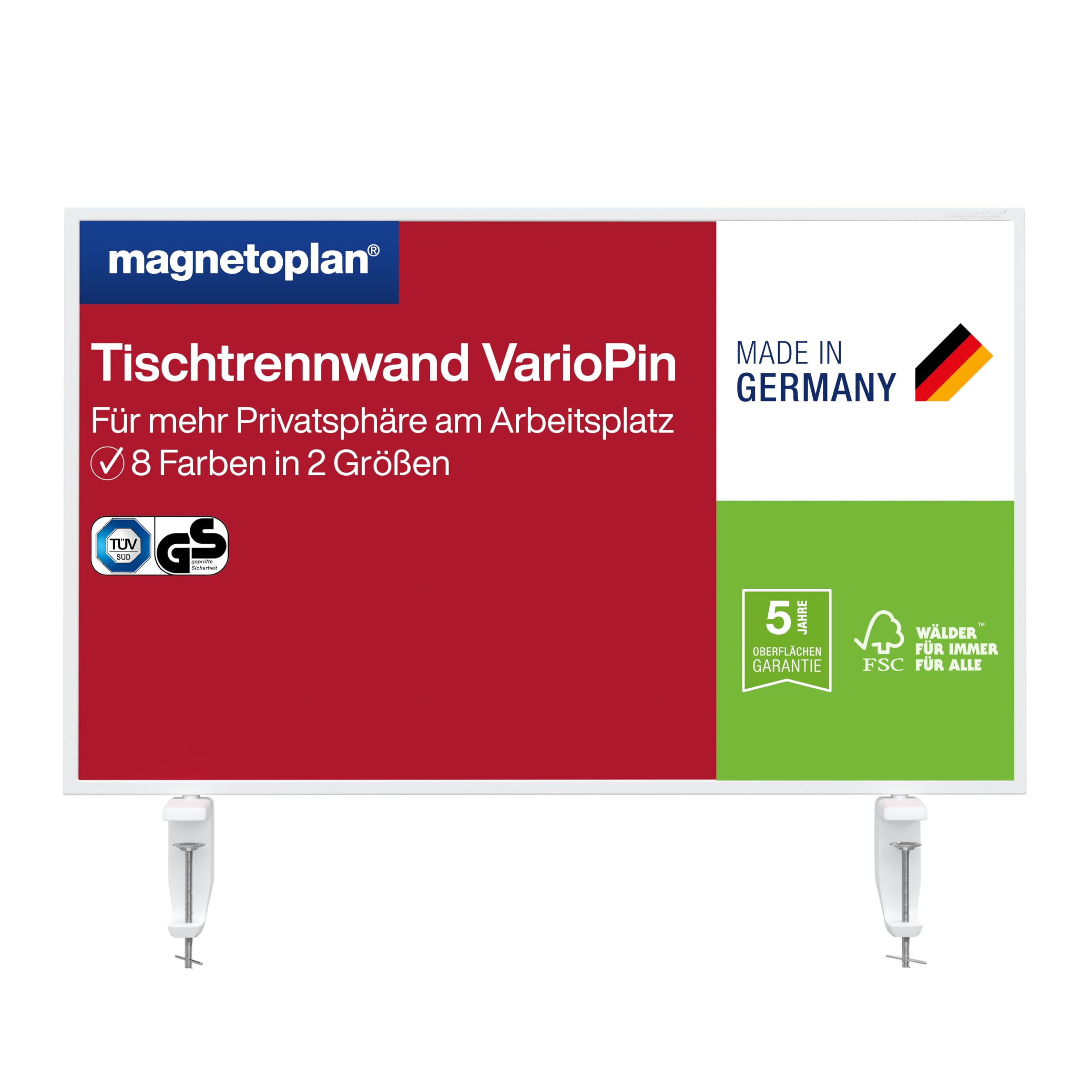 magnetoplan | ścianka działowa VarioPin | biała tablica suchościeralna/filc | szerokość 800 mm | czerwona
