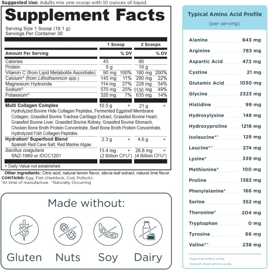 Ancient Nutrit Advanced Multi Collan Protein Powder Hydrate, Lemon