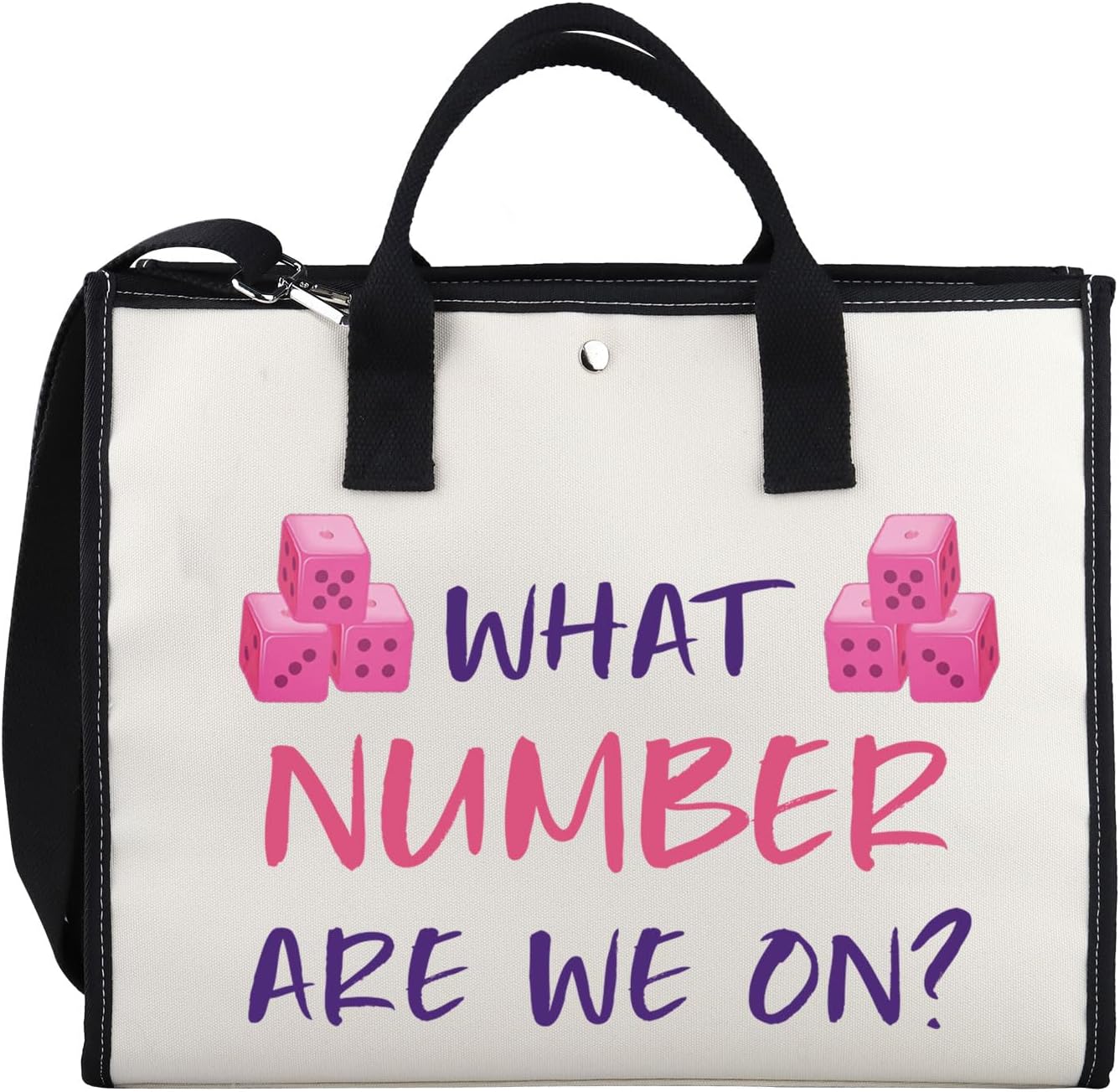 Dice Game Tote Bag Party Gift Zipper Pouch Dice Game Player Gift Tote Cosmetic Bag (WHAT NUMBER tote2)
