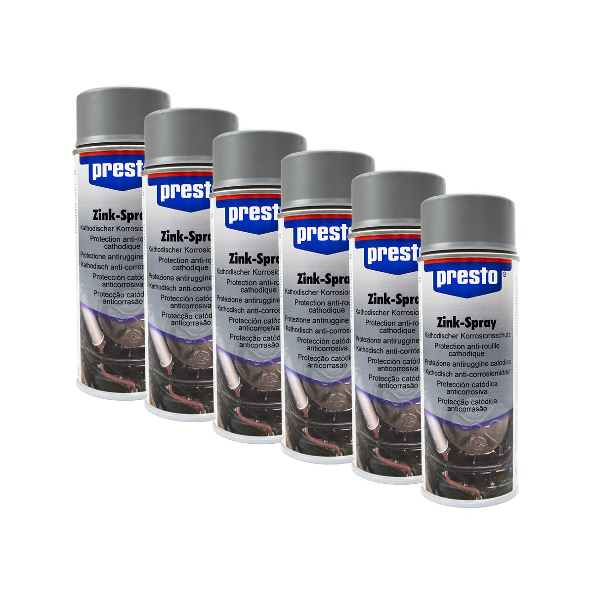 Presto! 6 x 308035 Zinc Aerosol Spray kaltverz inkung korrosions – Hierro Metal 400