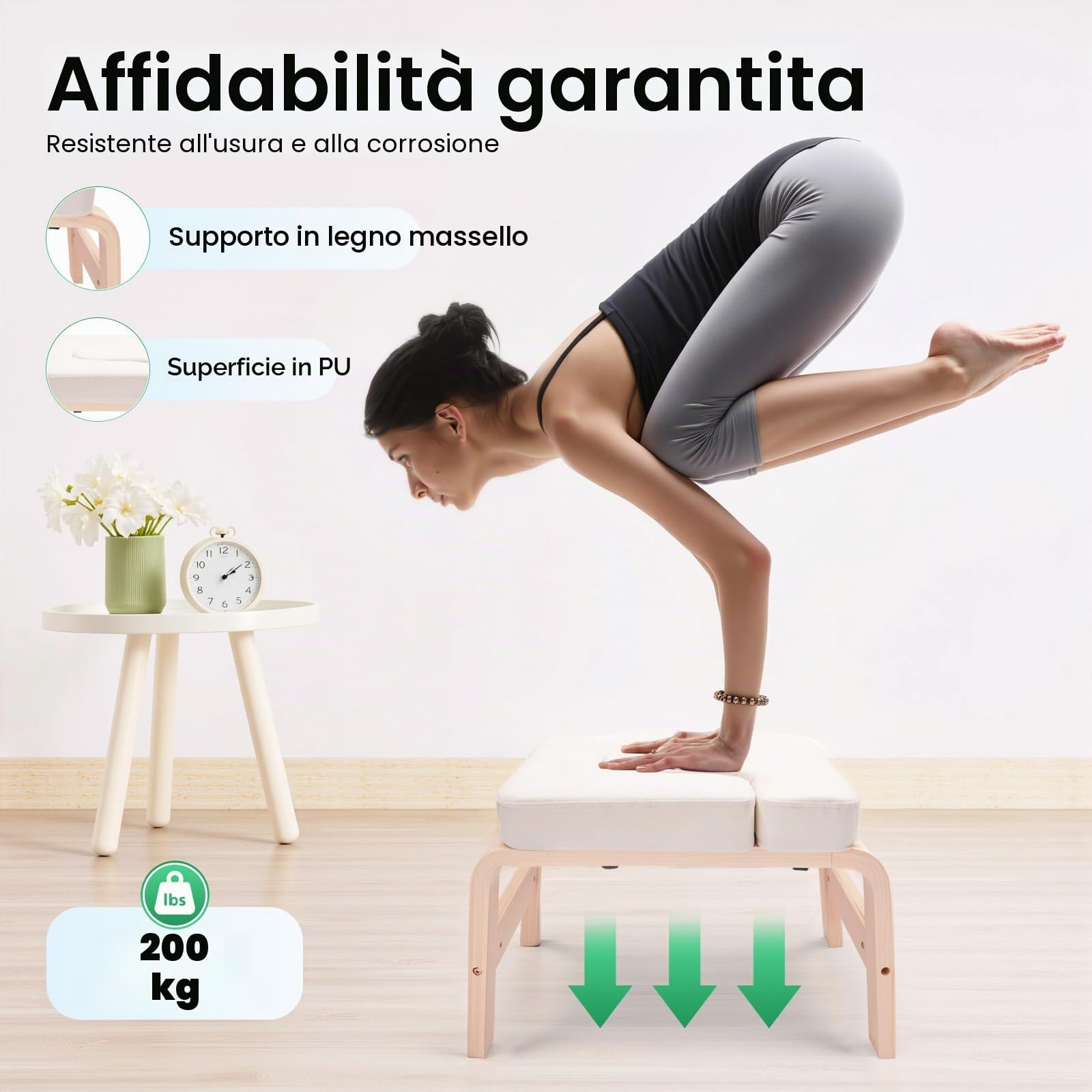 Yoga Sgabello - Headstand Bench - Inversione Chair - Wood and PU Pads