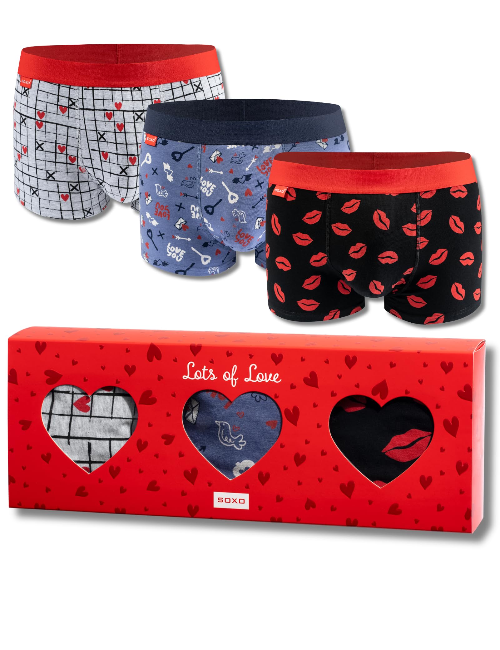 soxo Valentine's Day Mens Boxers Shorts Underwear Man Gift Men Cotton Trunks Boxer Briefs In Box M Multicolour