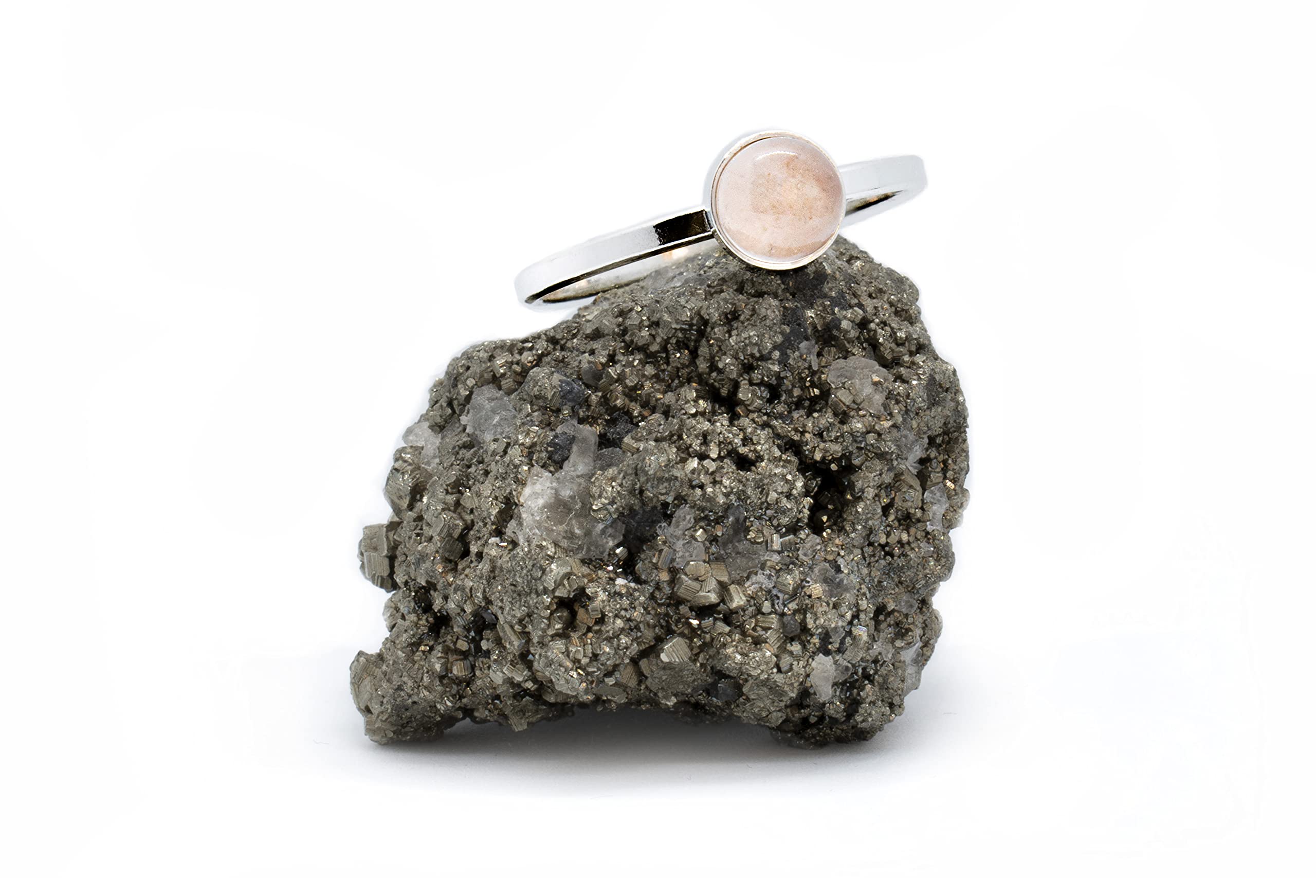 Anillo de Plata 925 con Cuarzo Rosa (Piedra Natural) 6mm