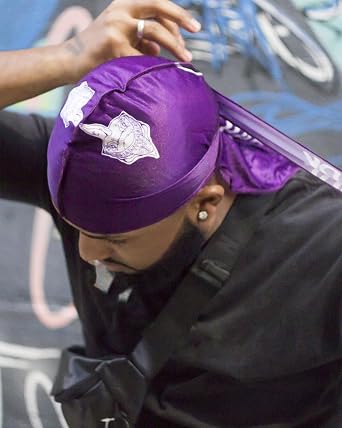 Silky Durag Men's 360 Wave Designer Durag Winner Wave Cap Set of 4 US Size: Medium Color: Purple, shark blue black red, Free size
