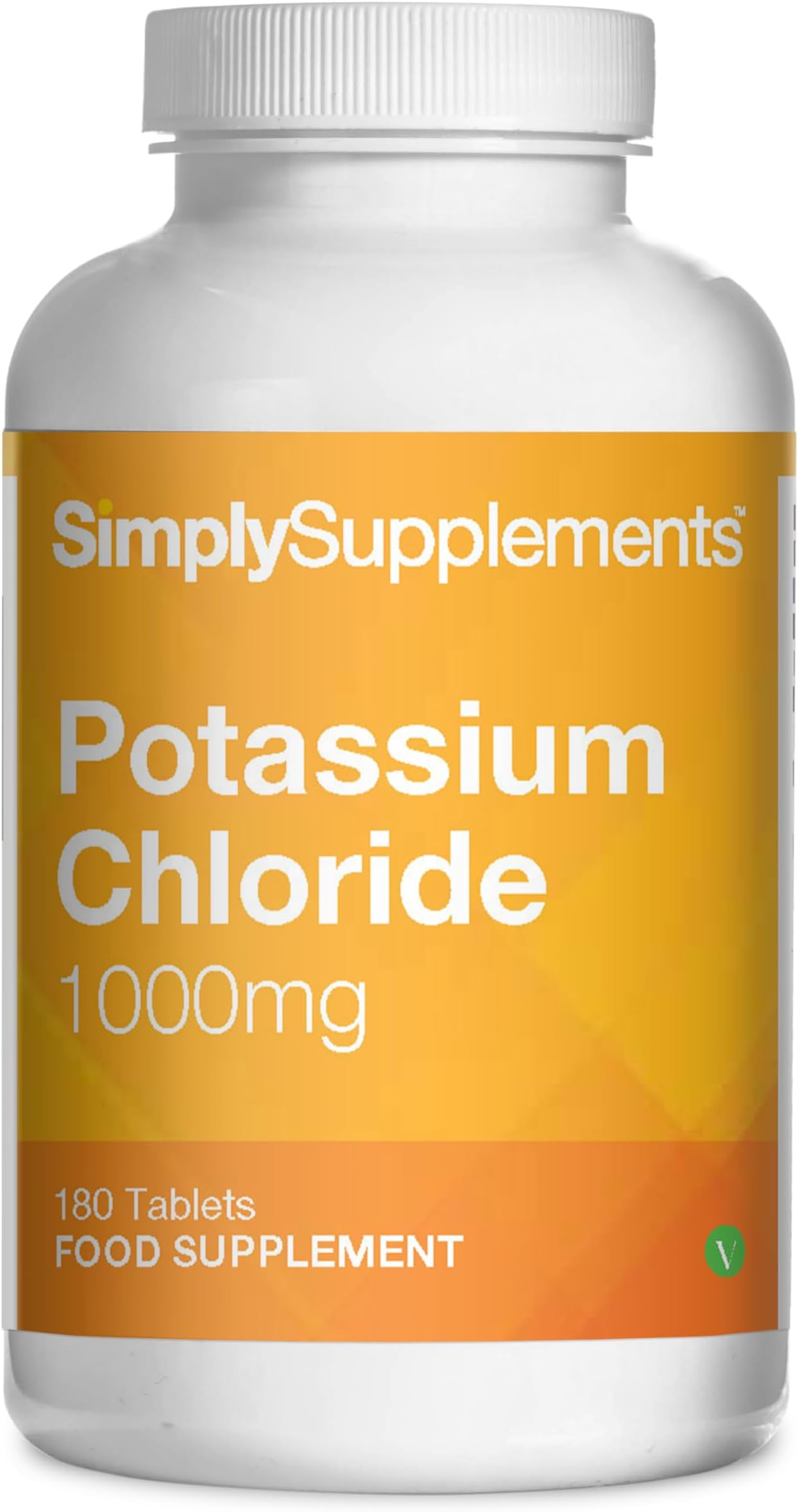 Potassium Chloride 1000mg | Supports Normal Muscle Function & Blood Pressure | Vegan & Vegetarian Friendly | 180 Tablets = 3 Months’ Supply